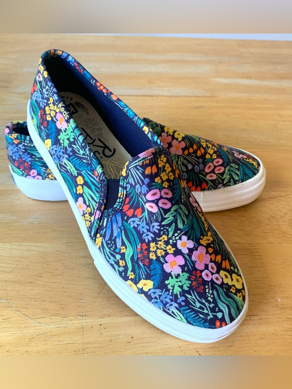 Keds X Rifle Paper Co. Womens Floral Slip-On Sneakers Size 6.5W Casual Shoes